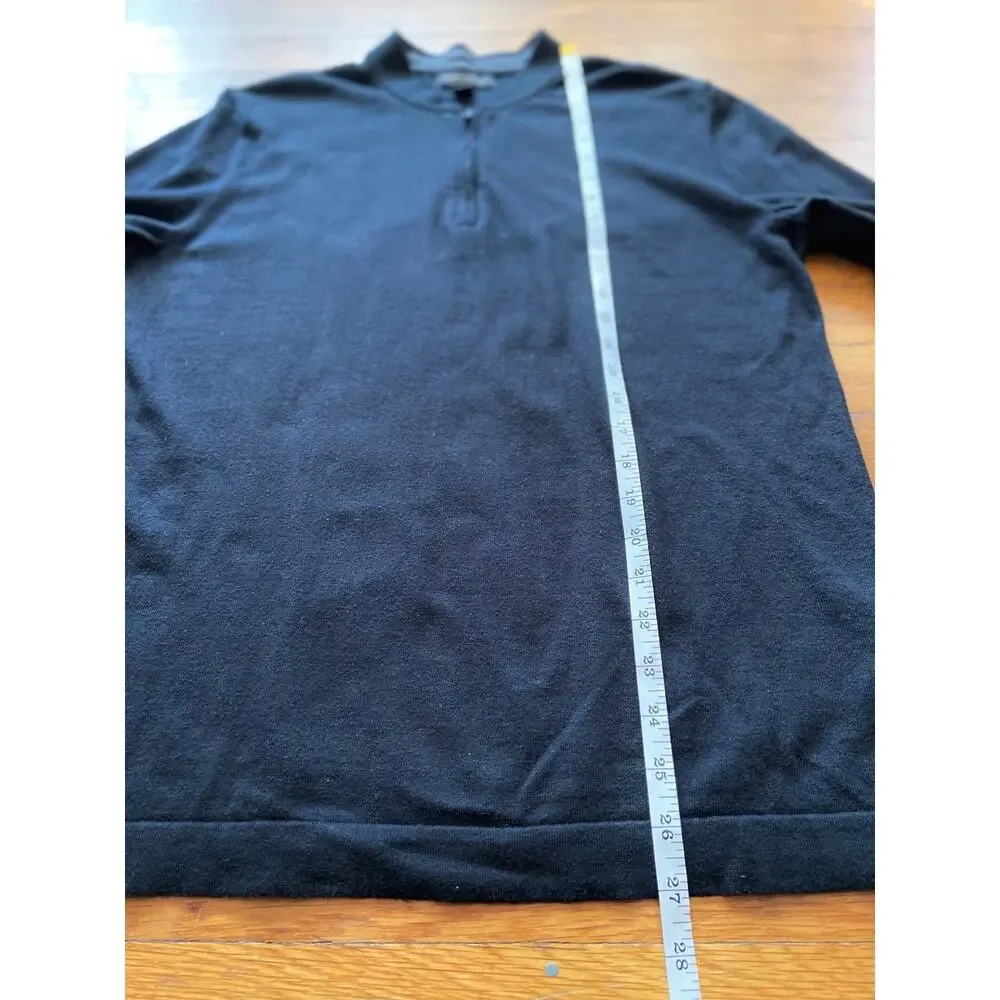 BANANA REPUBLIC Pima Cotton Cashmere 1/4 Zip Black Sweater Mens sz M